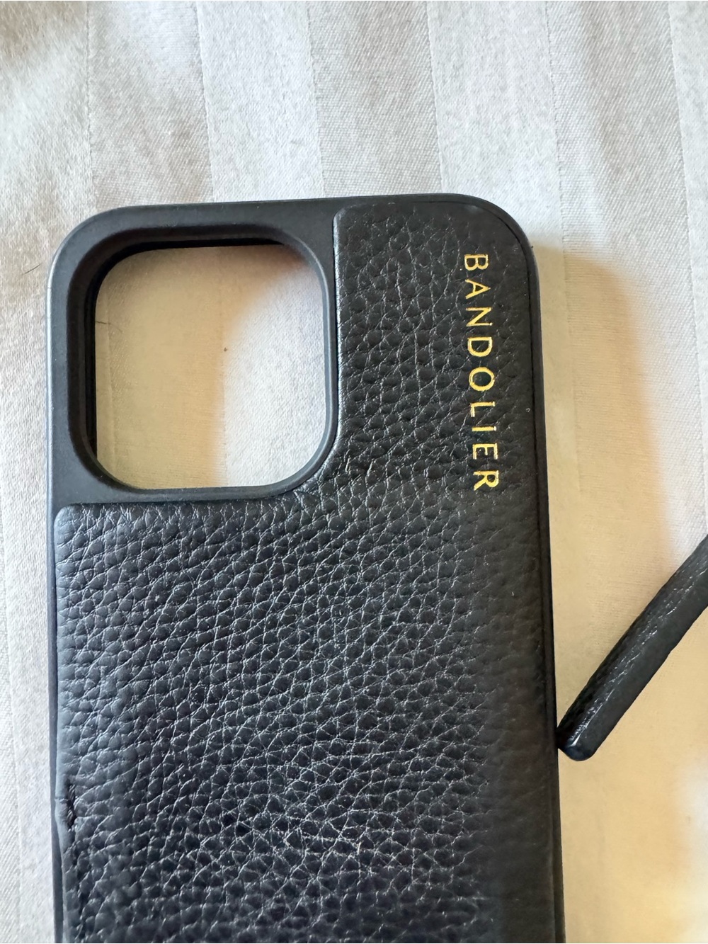 Bandolier Emma Black Leather Phone Crossbody Case, Gold Hardware-iPhone 13pro - Picture 2 of 9